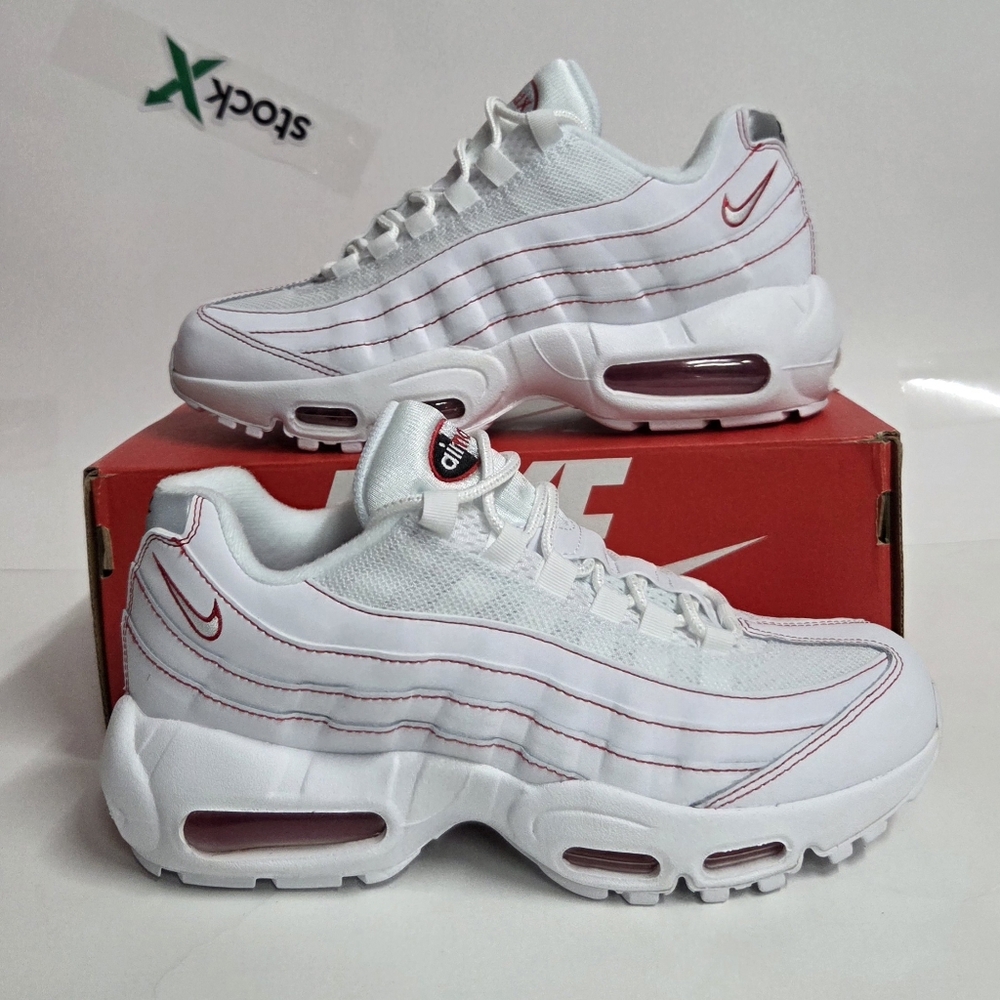 Nike Air Max 95 Recraft LTR OG White University Red Big Bubble 114053 101 6.5 Y
